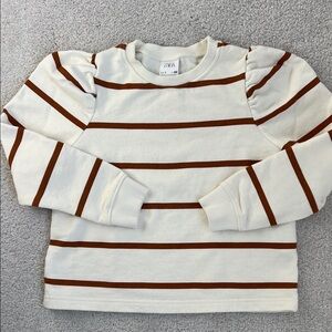 Zara Kids Girls Puff Sleeve Sweatshirt - cream/brown - size 7